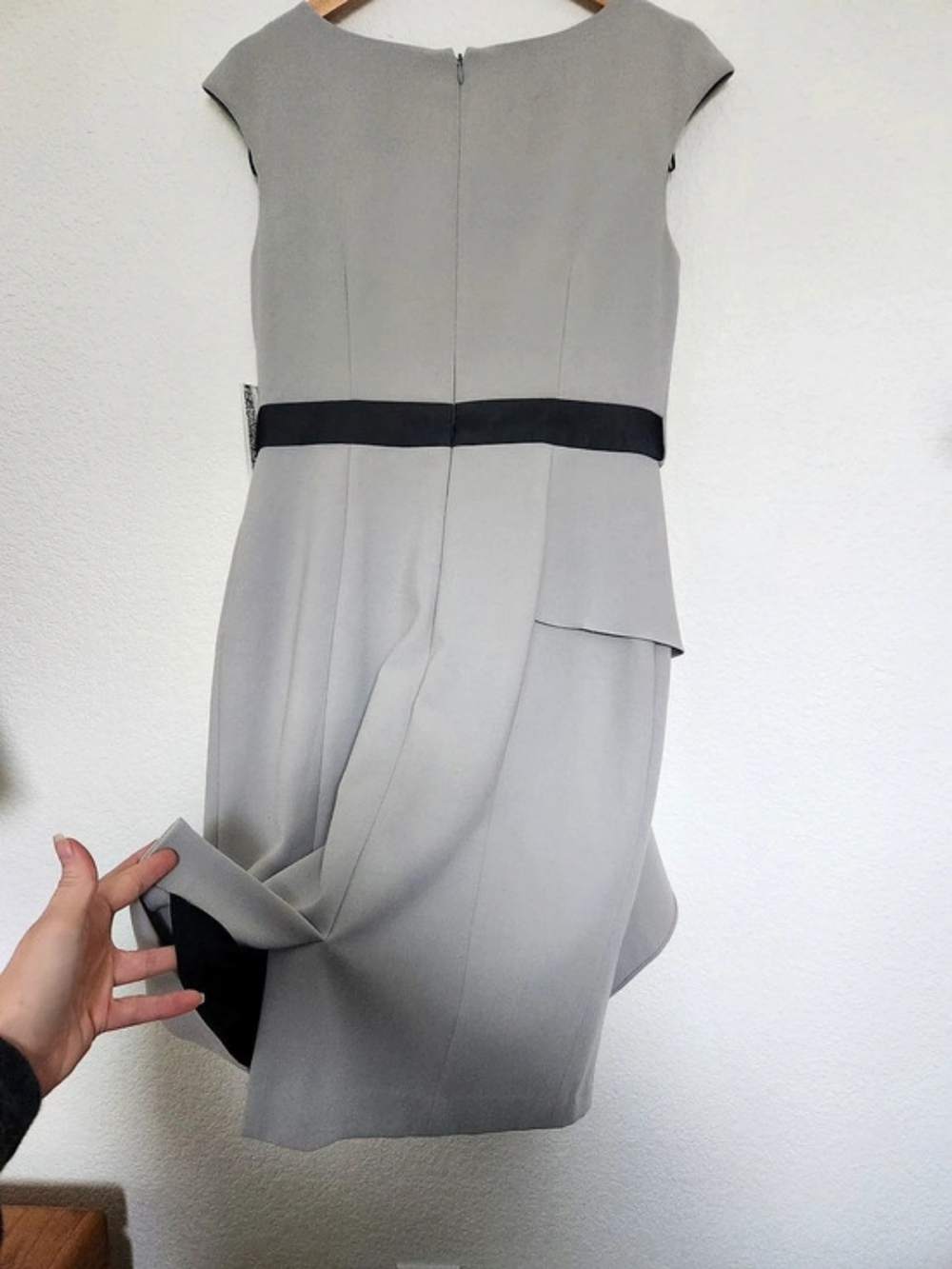 NWT Kay Unger New York Grey Sheath Dress Sz 10 $370 Retail